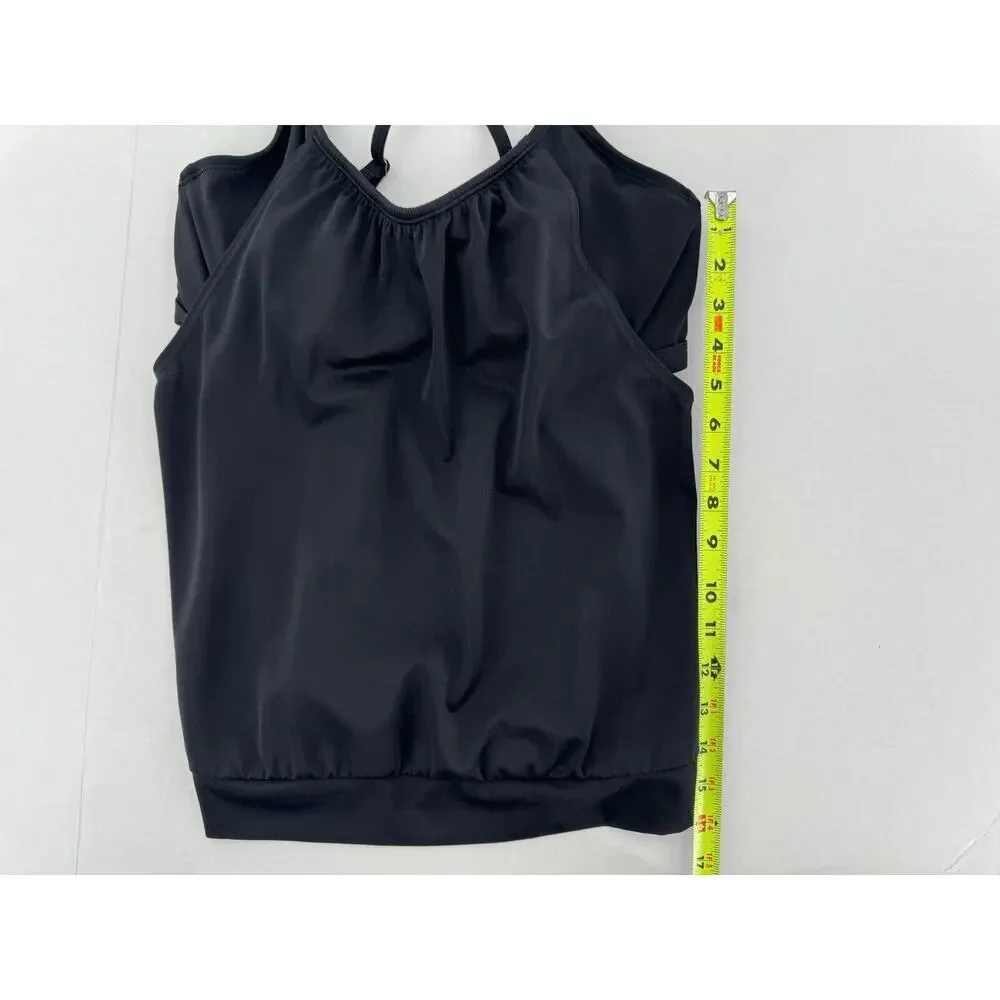Athleta Swim Top Tankini Size 34 D/DD Black Cut Out Criss Cross Underwire​​ - Picture 3 of 14